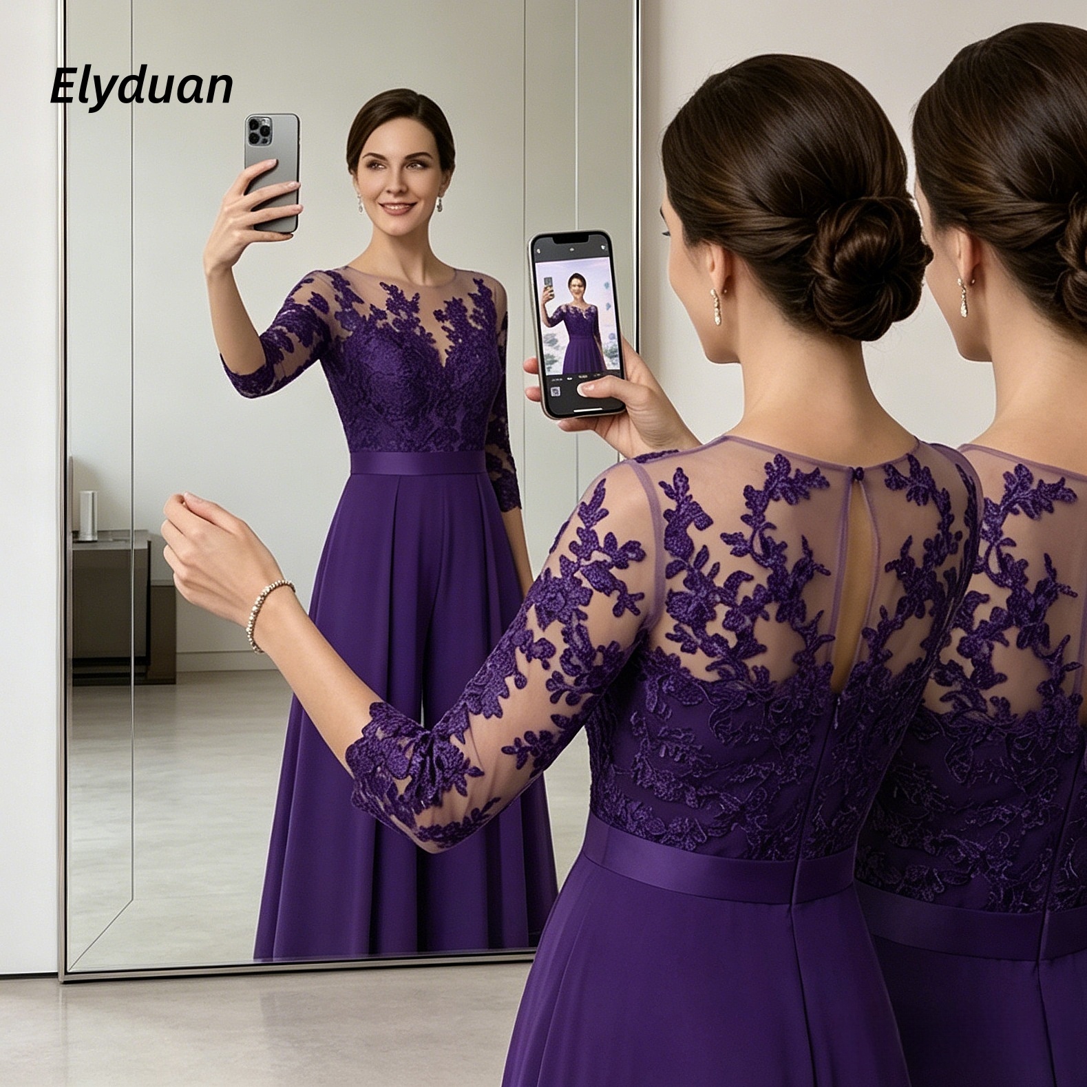 Women'S Formal Jumpsuit Evening Wear - Purple Chiffon Women Jumpsuits Prom Dress