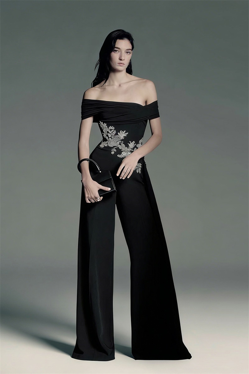 Black Crystals Women Jumpsuit  - Women'S Formal Jumpsuit Evening Wear บทวิจารณ์และราคา