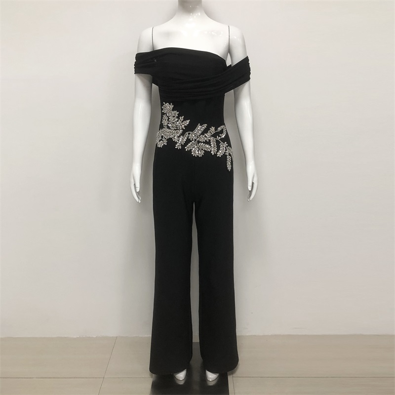Black Crystals Women Jumpsuit  - Women'S Formal Jumpsuit Evening Wear บทวิจารณ์และราคา