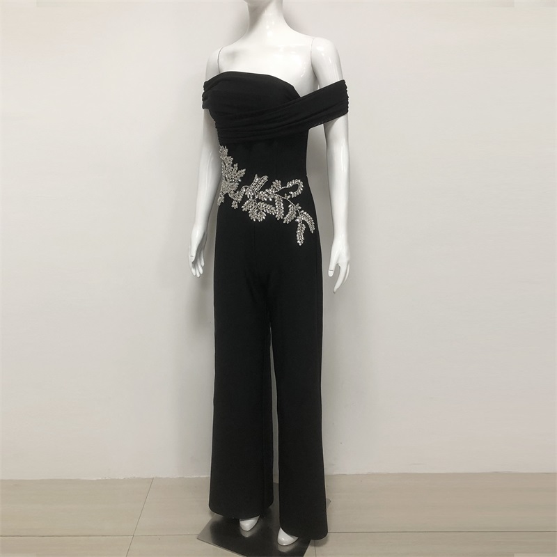 Black Crystals Women Jumpsuit  - Women'S Formal Jumpsuit Evening Wear บทวิจารณ์และราคา