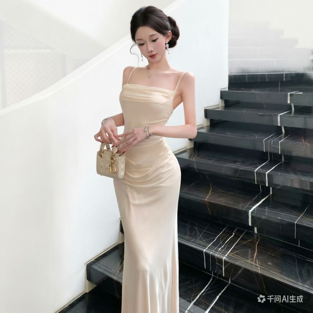 Chic Beige mesh Slip Dress Ele - Women Formal Wear Xxl บทวิจารณ์และราคา