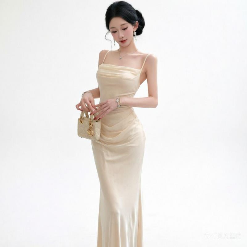 Chic Beige mesh Slip Dress Ele - Women Formal Wear Xxl บทวิจารณ์และราคา
