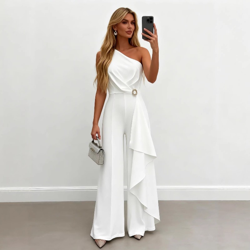 Elegant Women's White One Shou - Women'S Formal Jumpsuit Evening Wear บทวิจารณ์และราคา
