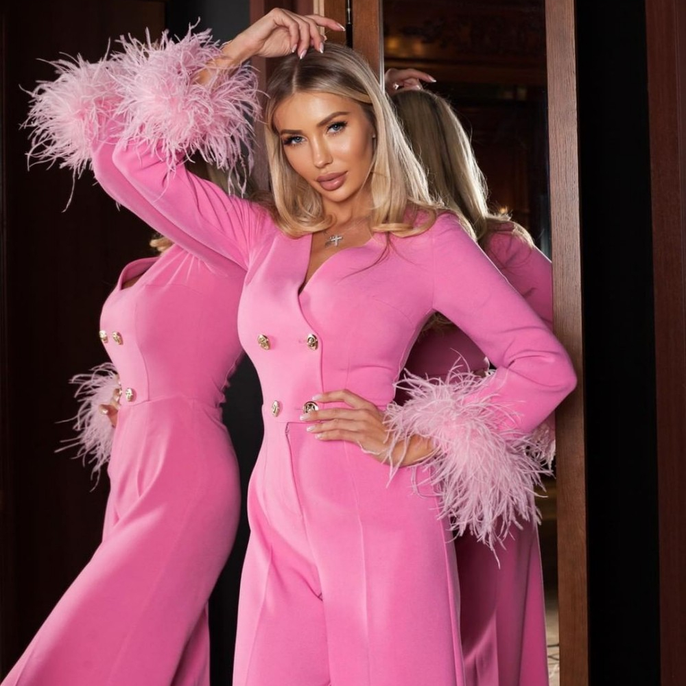 Hand Made Feather Women Blazer - Women'S Formal Jumpsuit Evening Wear บทวิจารณ์และราคา