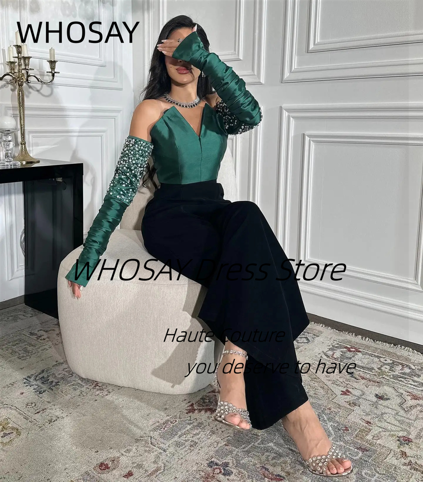 WHOSAY Customized Bead Long Sl - Women'S Formal Jumpsuit Evening Wear บทวิจารณ์และราคา
