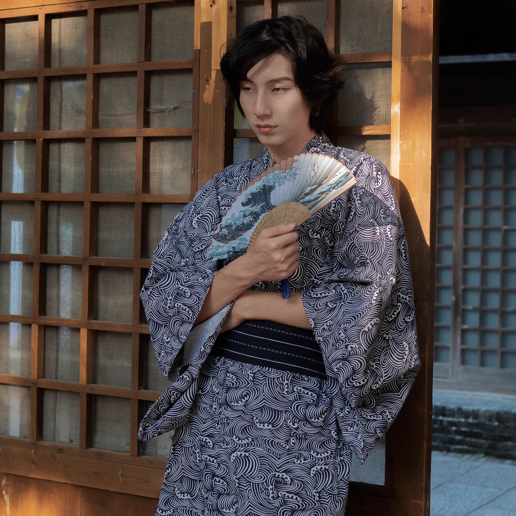 Men's Cotton Kimono with Belt  - Women'S Formal Traditional Wear บทวิจารณ์และราคา