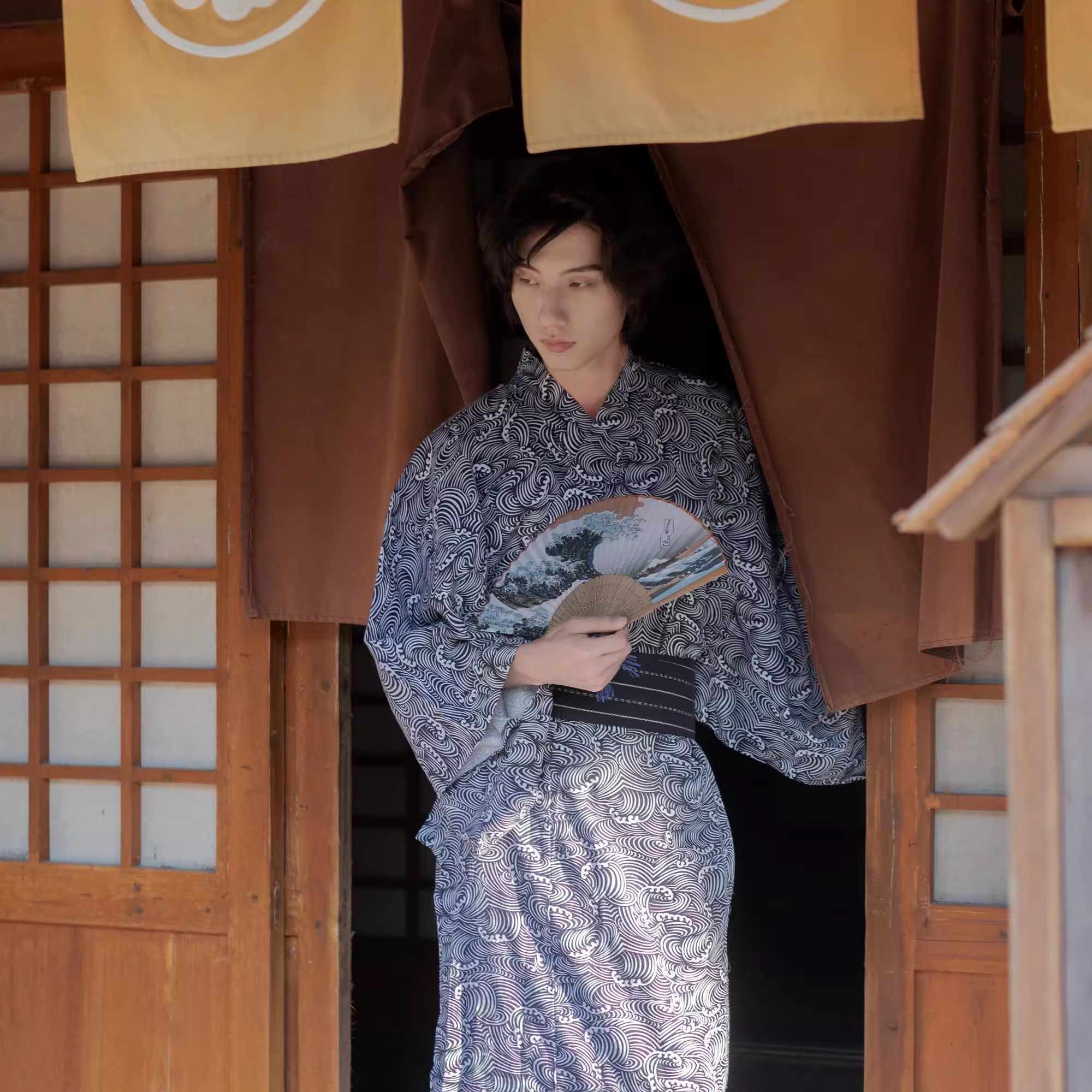 Men's Cotton Kimono with Belt  - Women'S Formal Traditional Wear บทวิจารณ์และราคา