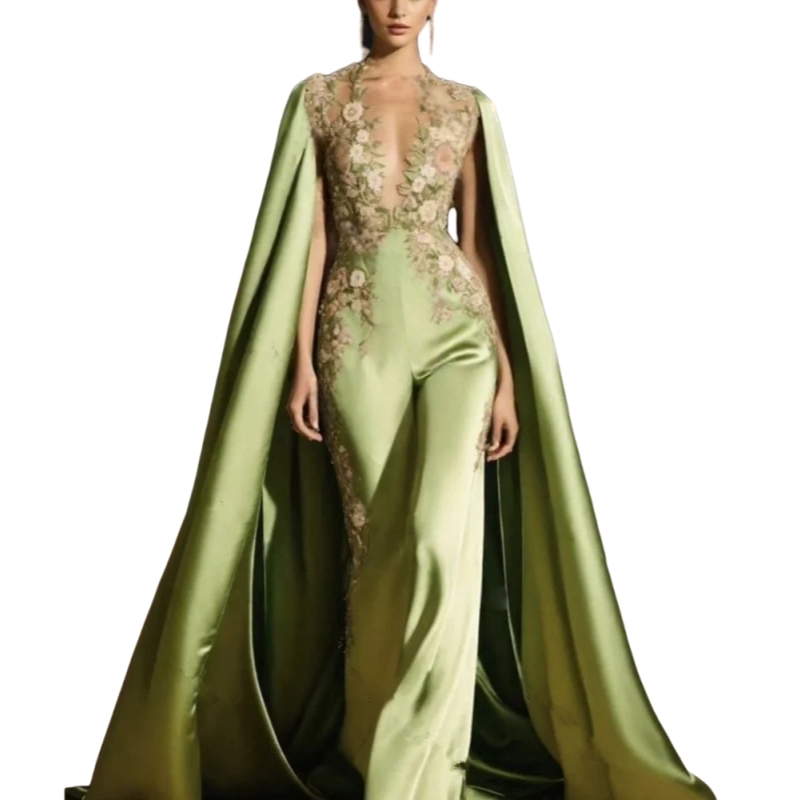 Elegant Green Prom Jumpsuit wi - Women'S Formal Jumpsuit Evening Wear บทวิจารณ์และราคา