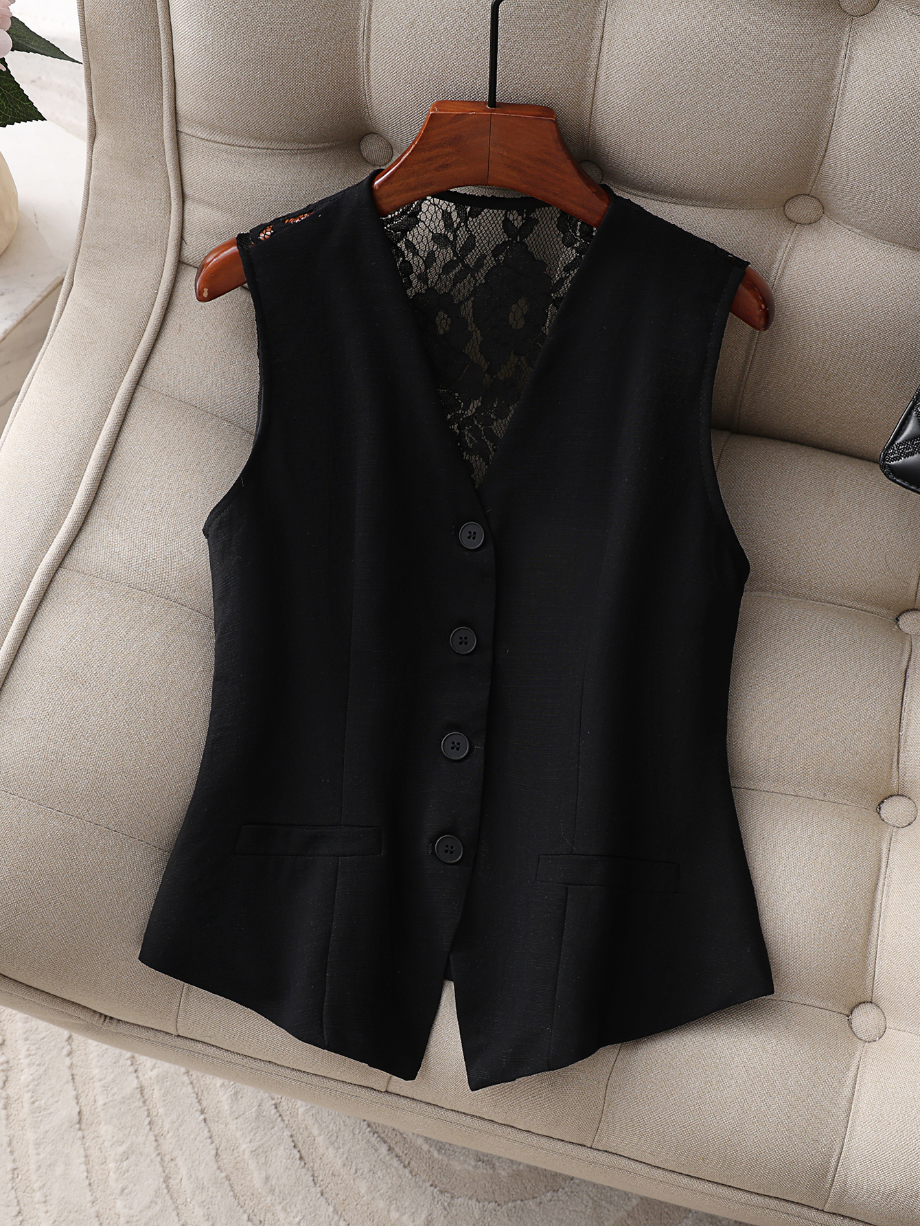 Women's Lace Back Suit Vest, V - Women Formal Wear Without Blazer บทวิจารณ์และราคา