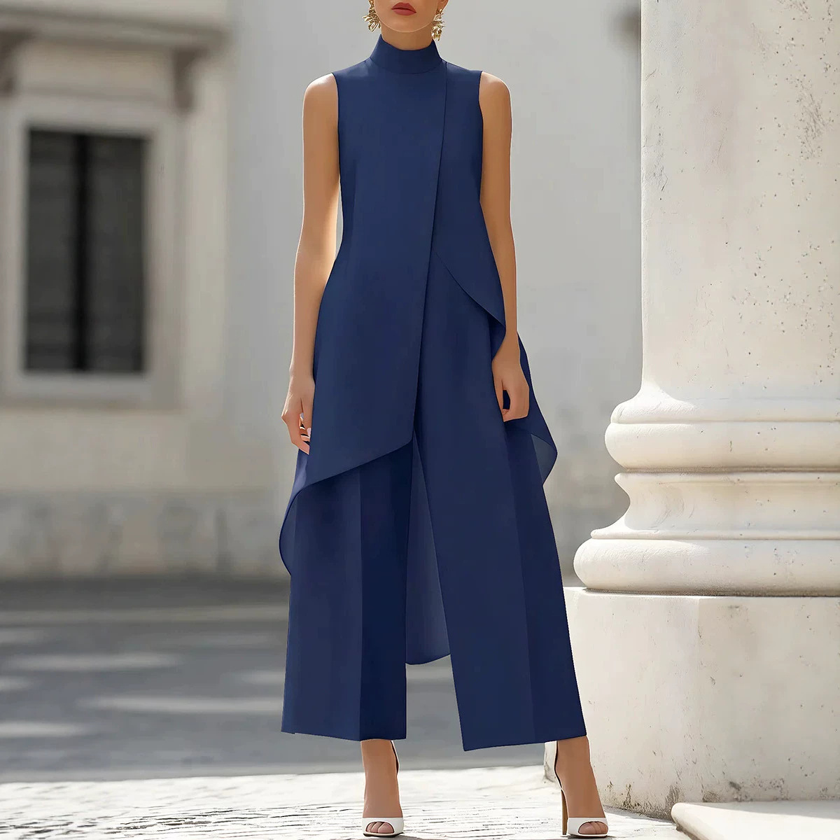 Sleeveless High Neck Asymmetri - Women'S Formal Jumpsuit Evening Wear บทวิจารณ์และราคา