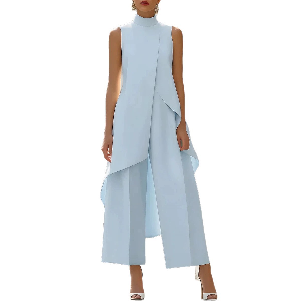 Sleeveless High Neck Asymmetri - Women'S Formal Jumpsuit Evening Wear บทวิจารณ์และราคา