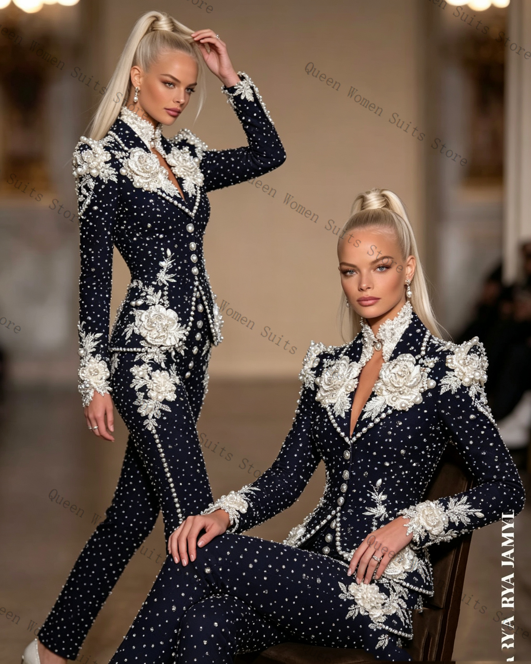 Pearls Luxury Women Suit Set 2 - Women Formal Wear Coat บทวิจารณ์และราคา