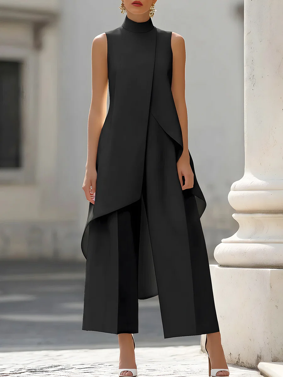 Sleeveless High Neck Jumpsuit  - Women'S Formal Jumpsuit Evening Wear บทวิจารณ์และราคา