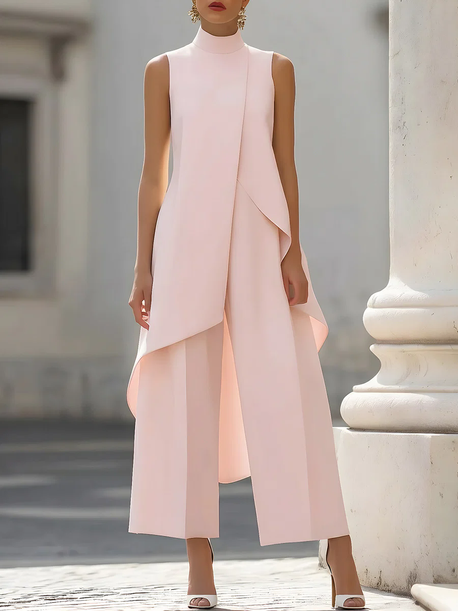 Sleeveless High Neck Asymmetri - Women'S Formal Jumpsuit Evening Wear บทวิจารณ์และราคา