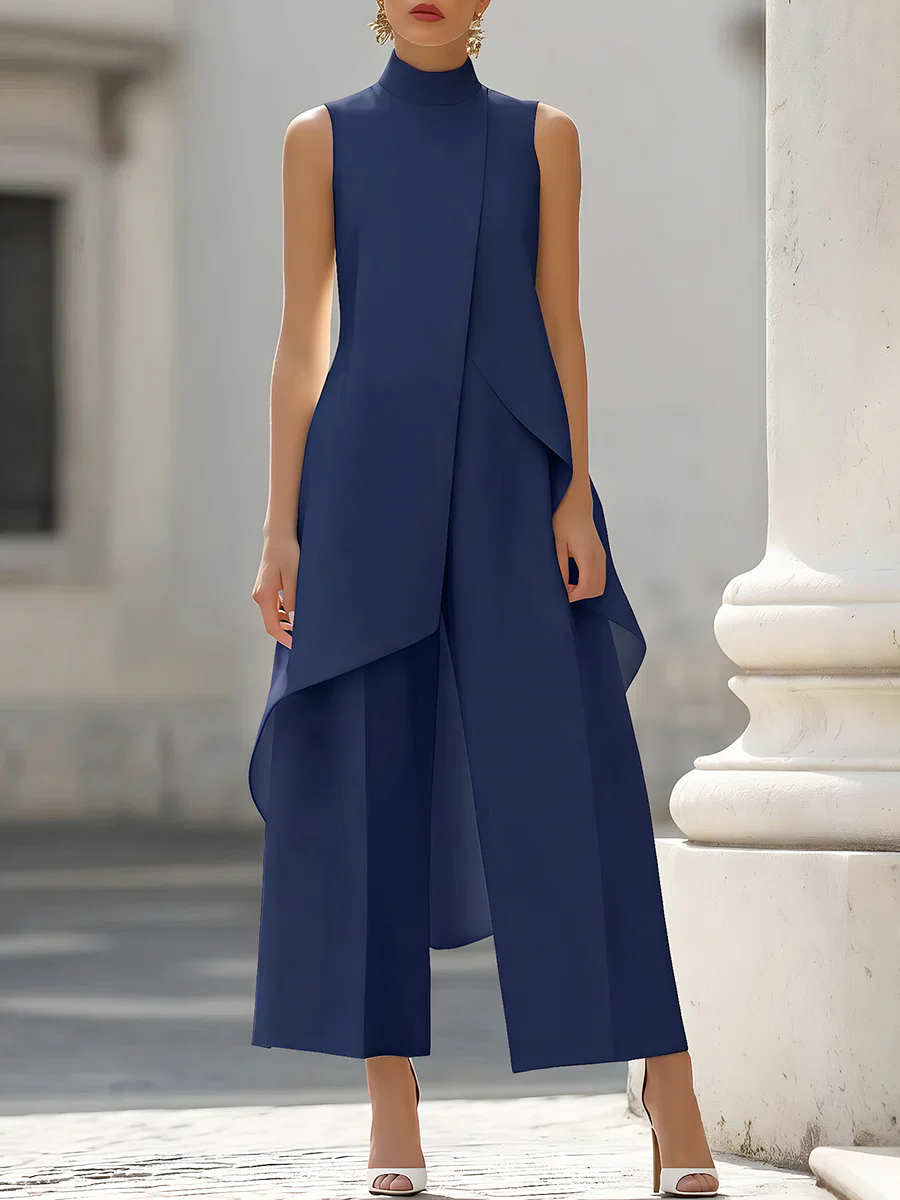 Sleeveless High Neck Asymmetri - Women'S Formal Jumpsuit Evening Wear บทวิจารณ์และราคา