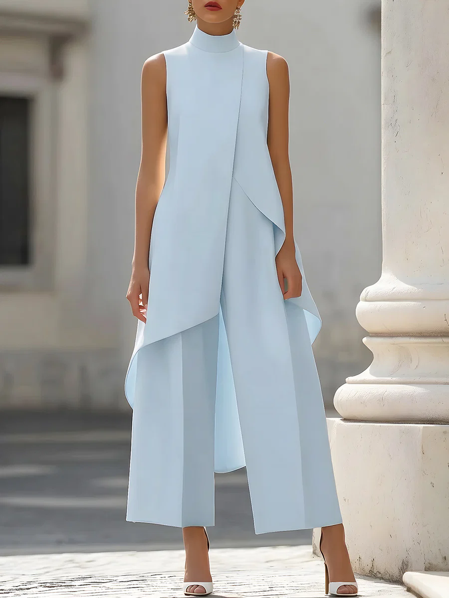 Sleeveless High Neck Asymmetri - Women'S Formal Jumpsuit Evening Wear บทวิจารณ์และราคา