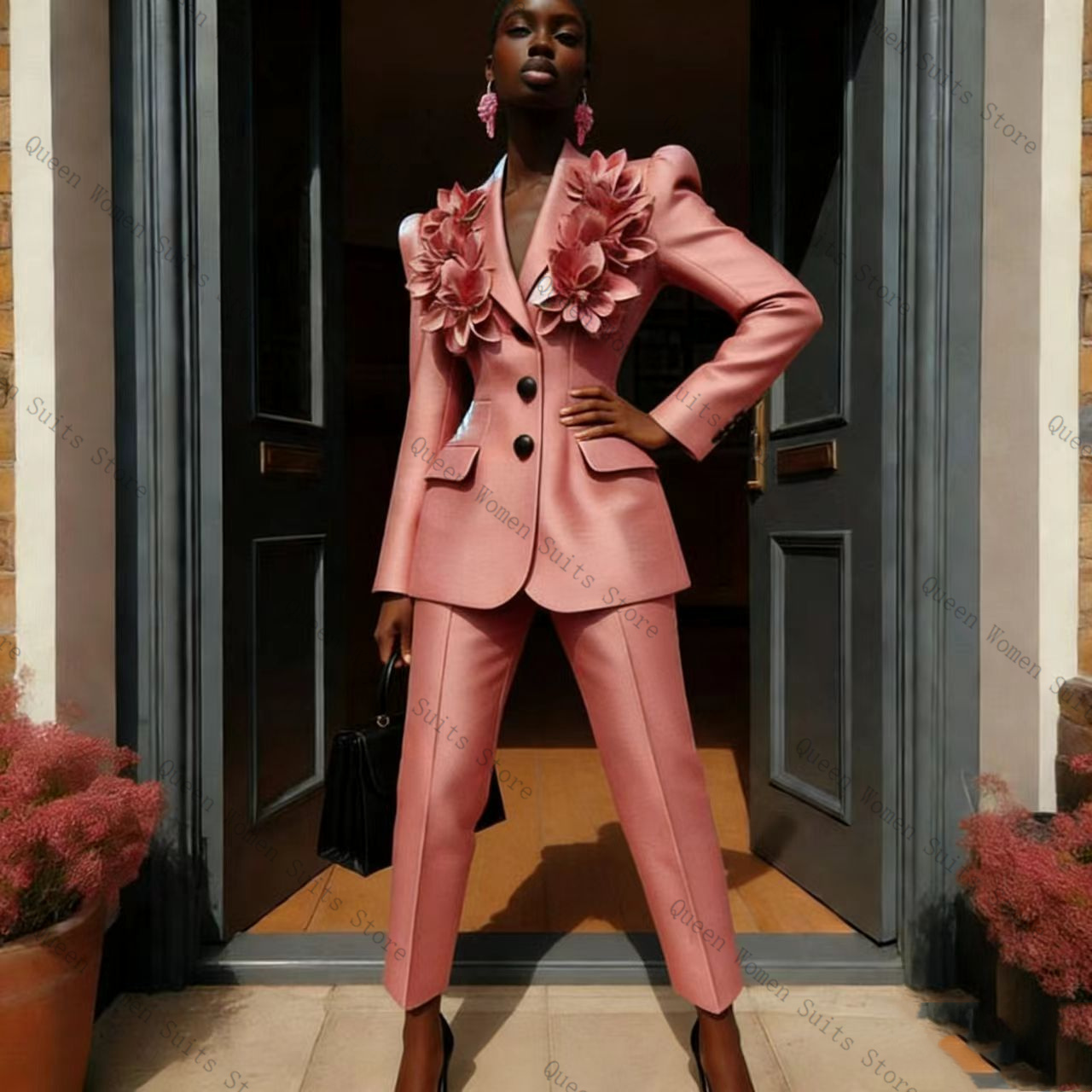 Pink Women Suit Pants Set 2 Pc - Women Formal Wear Coat บทวิจารณ์และราคา