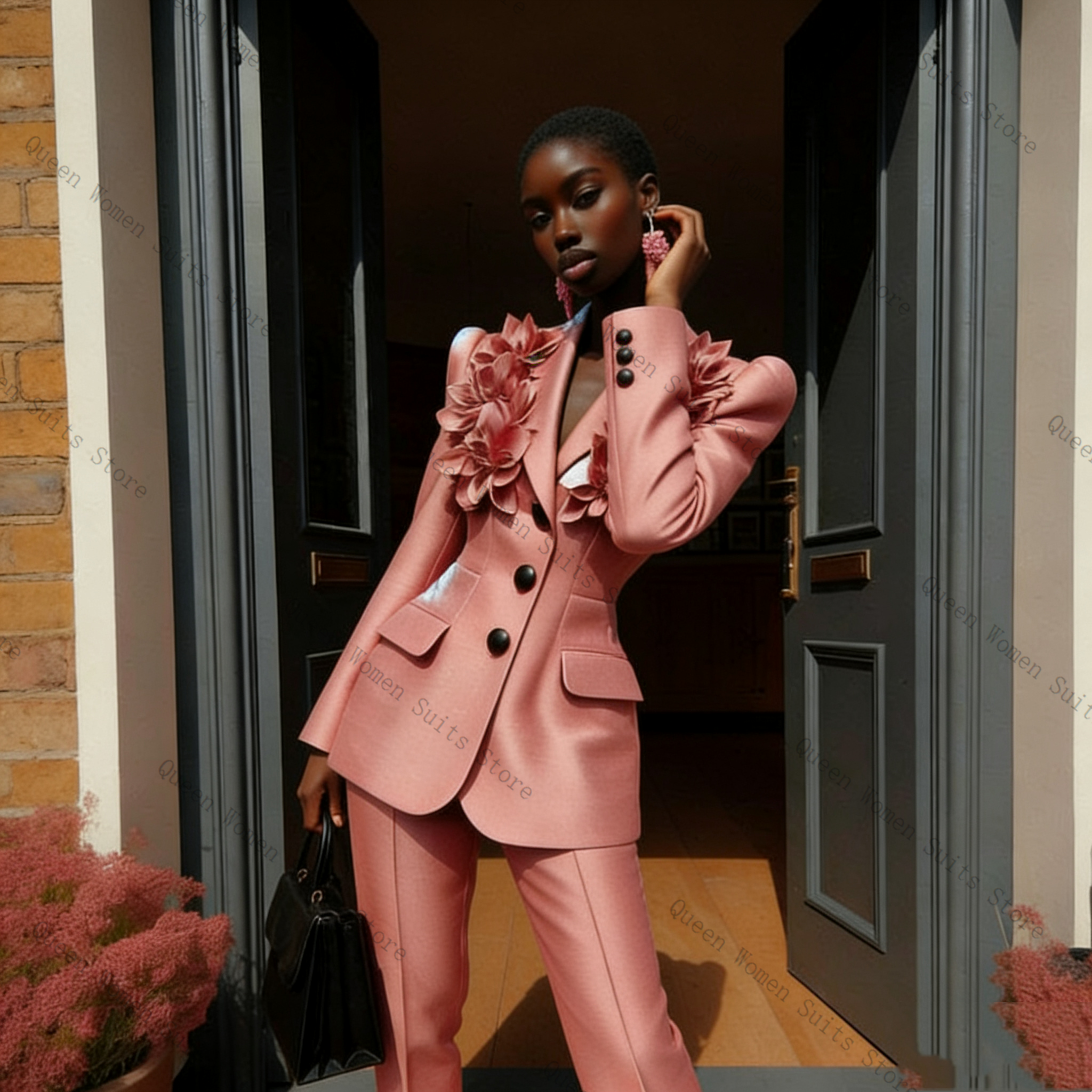 Pink Women Suit Pants Set 2 Pc - Women Formal Wear Coat บทวิจารณ์และราคา