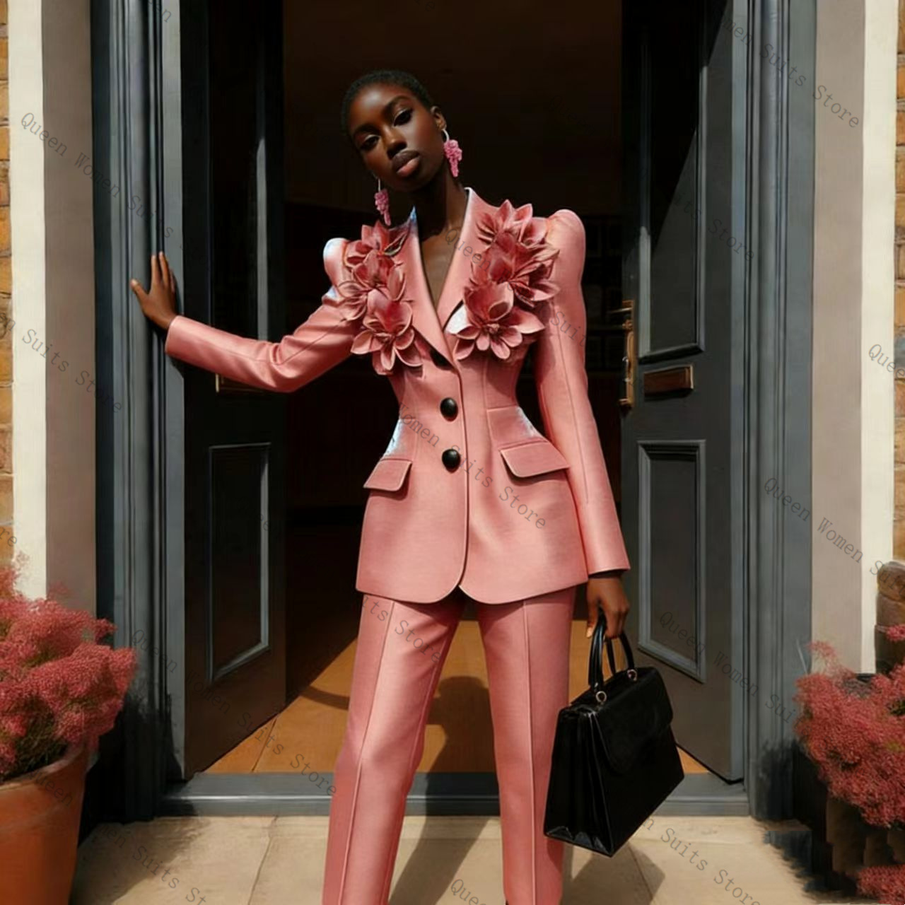 Pink Women Suit Pants Set 2 Pc - Women Formal Wear Coat บทวิจารณ์และราคา