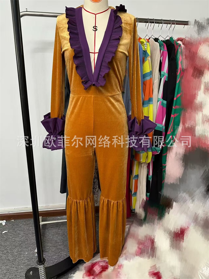Yellow Purple Velvet Women Jum - Women'S Formal Jumpsuit Evening Wear บทวิจารณ์และราคา