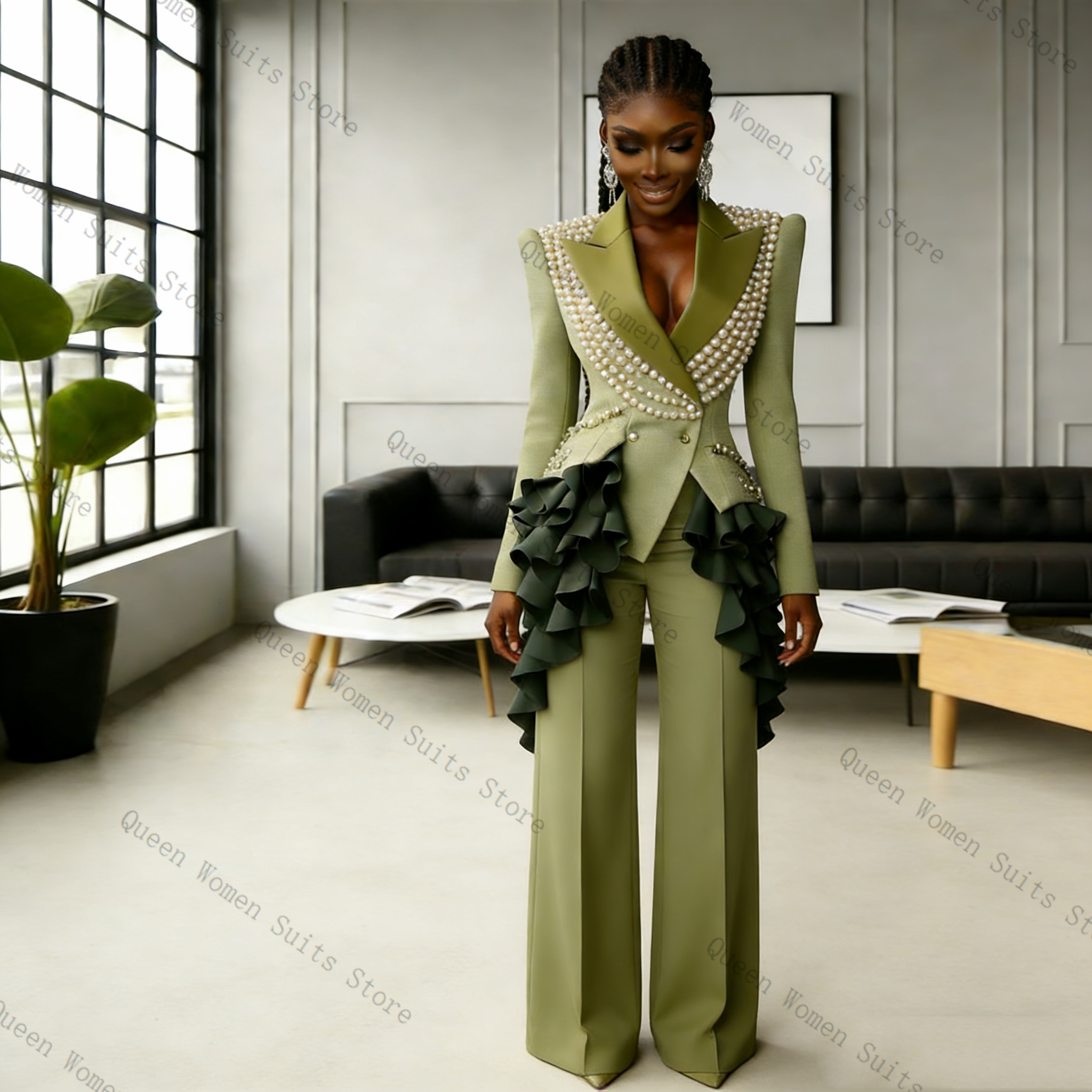 Luxury Pearls Women Suit Pants - Women Formal Wear Coat บทวิจารณ์และราคา