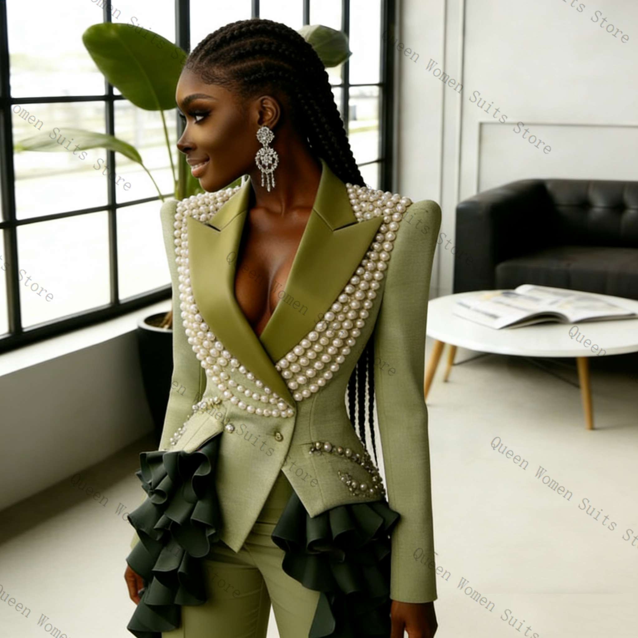 Luxury Pearls Women Suit Pants - Women Formal Wear Coat บทวิจารณ์และราคา