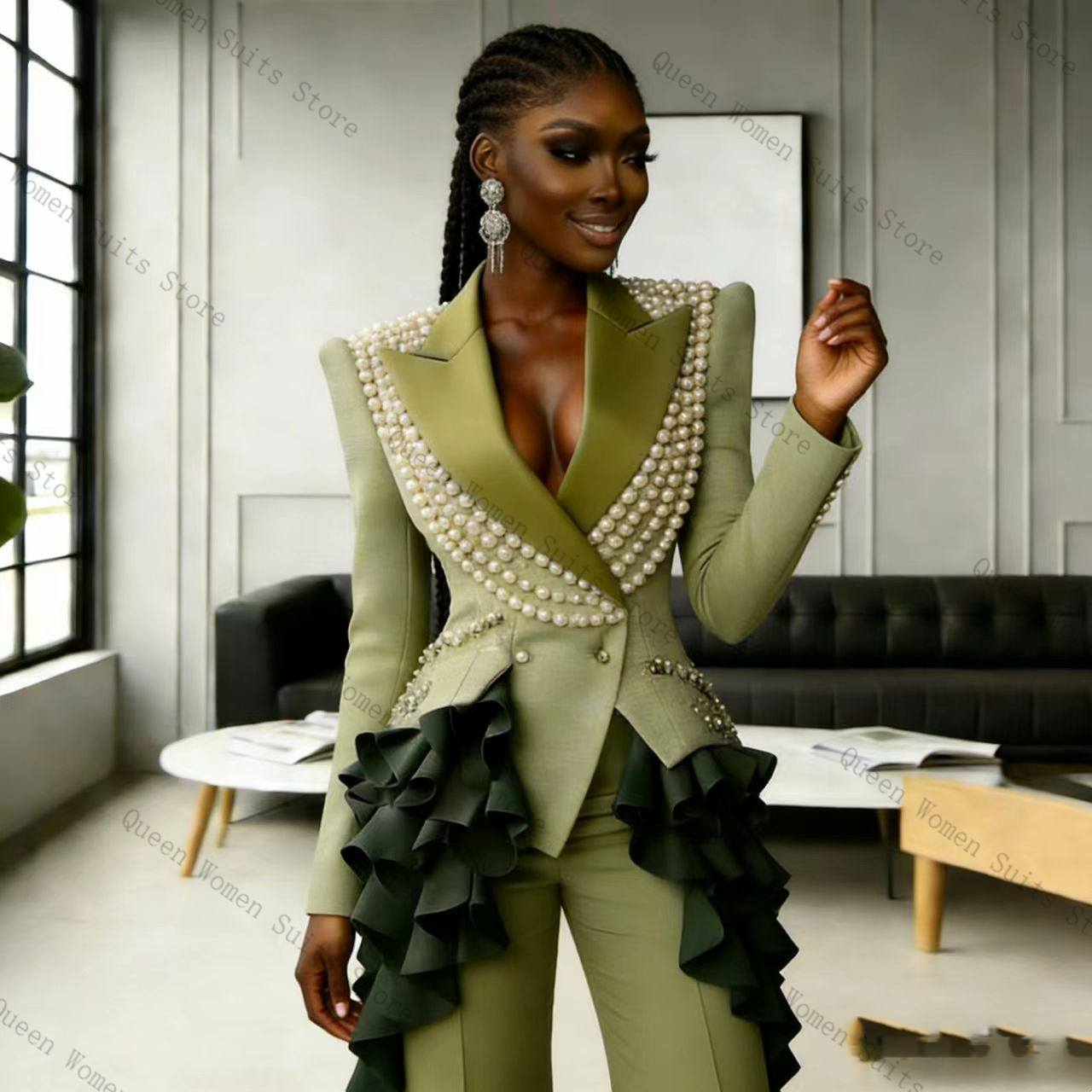 Luxury Pearls Women Suit Pants - Women Formal Wear Coat บทวิจารณ์และราคา